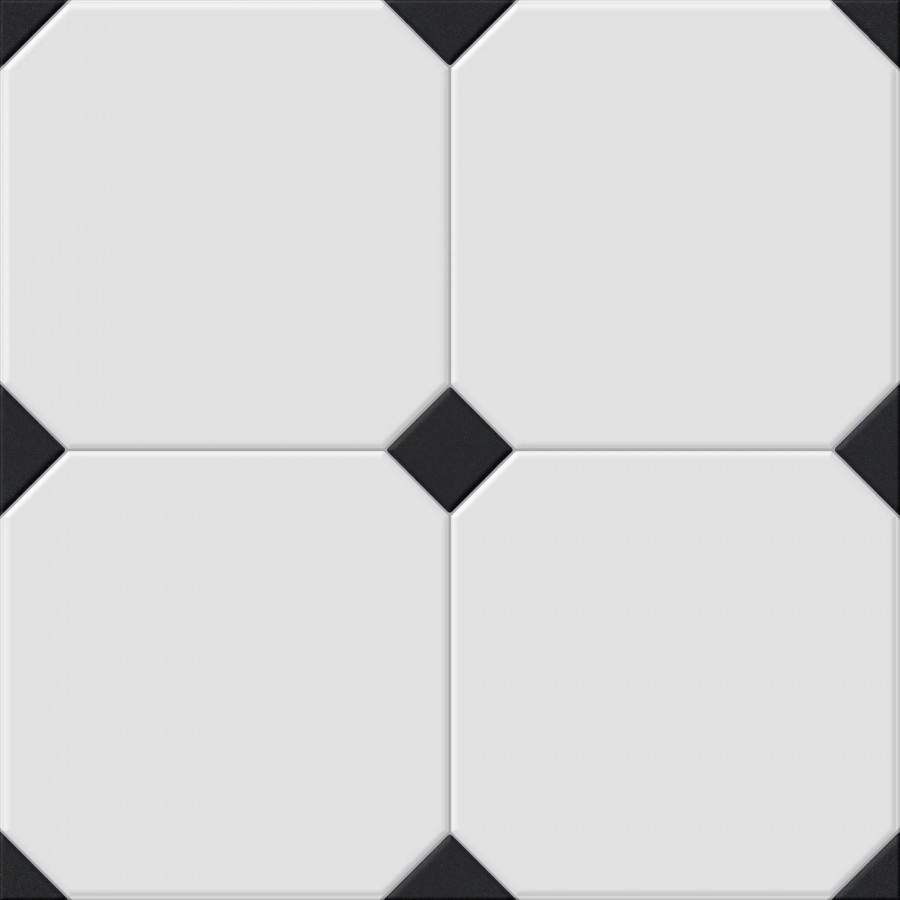 Керамогранит 33x33 9мм Betera Black-White R матовая белый El Molino