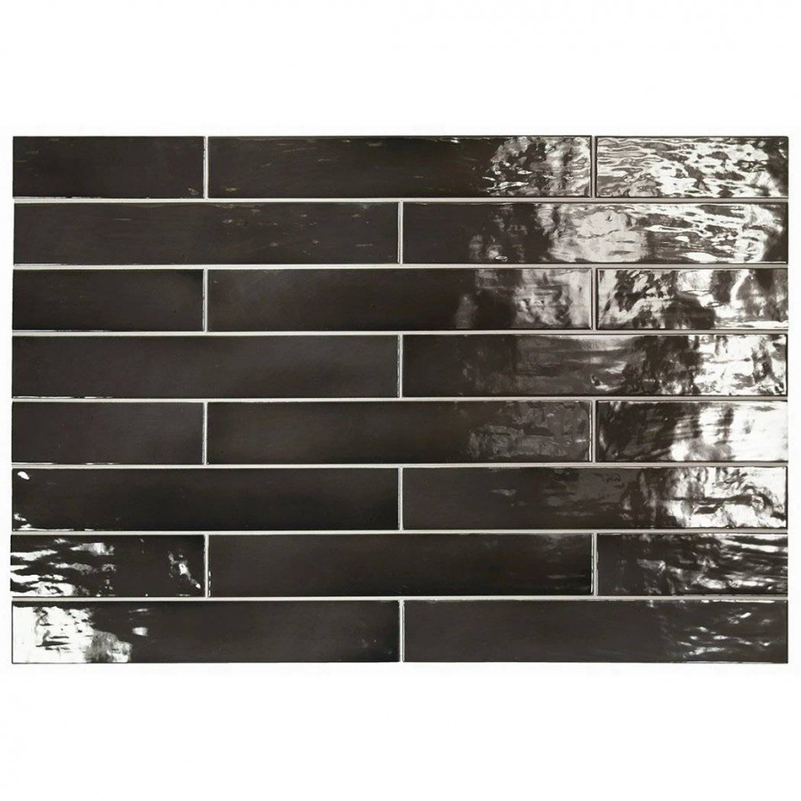 Керамическая плитка 40x7 9мм Manacor 26926 Black глянцевая черный Equipe