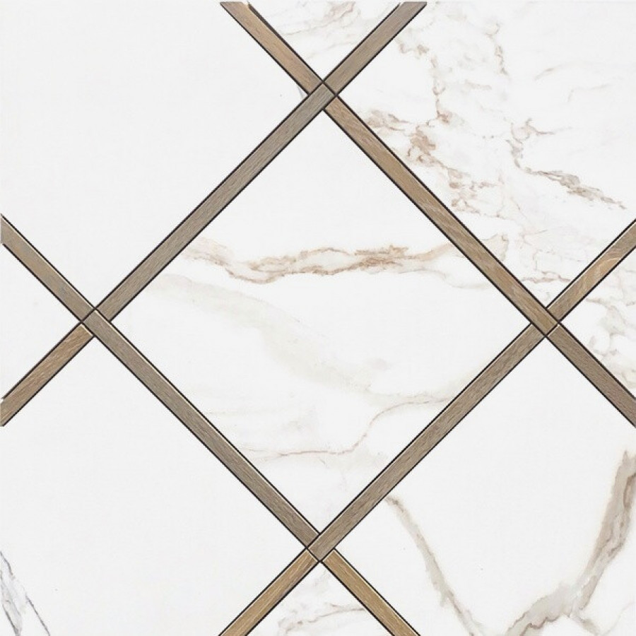 Плитка Плитка 60x60 9мм Roma Incroci Calacatta Avana Lux Flzi глянцевая белый мрамор, дерево Fap Ceramiche Fap Ceramiche