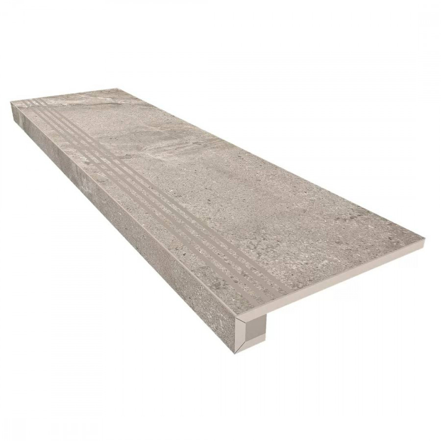 Ступень 120x33 10мм Kailas 34957 Set/Steptrade/KA03_NS/33x120/S1/Riser/KA03_NS/14,5x120 неполированная с бортиком 33x120 + Подступенок матовая коричневый Ametis by Estima