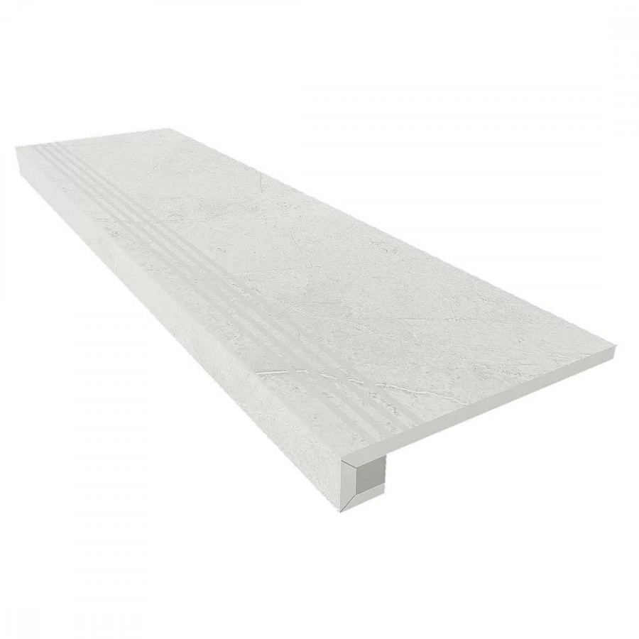 Ступень 120x33 10мм Marmulla 34879 Set/Steptrade/MA01_NS/33x120/S1/Riser/MA01_NS/14,5x120 прямоугольная с бортиком 33x120 + Подступенок матовая серый Ametis by Estima
