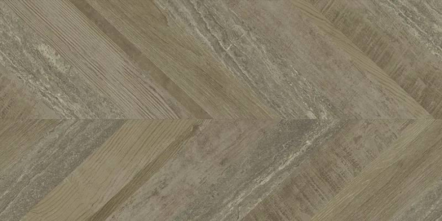 Керамогранит 100x50 10мм Chevron Oak Stamp матовая серый Aparici