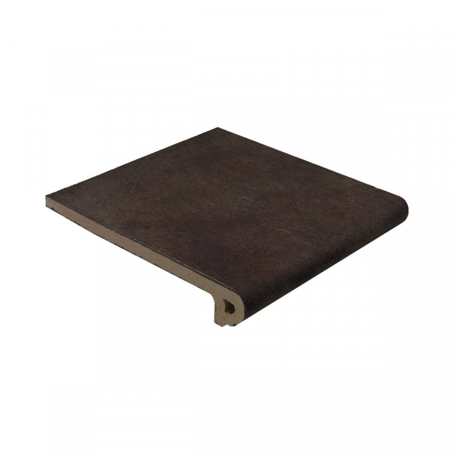 Ступень клинкерная плитка 33x33 18мм Capri Redondeado Chocolate Фронтальная матовая коричневый Gres de Aragon