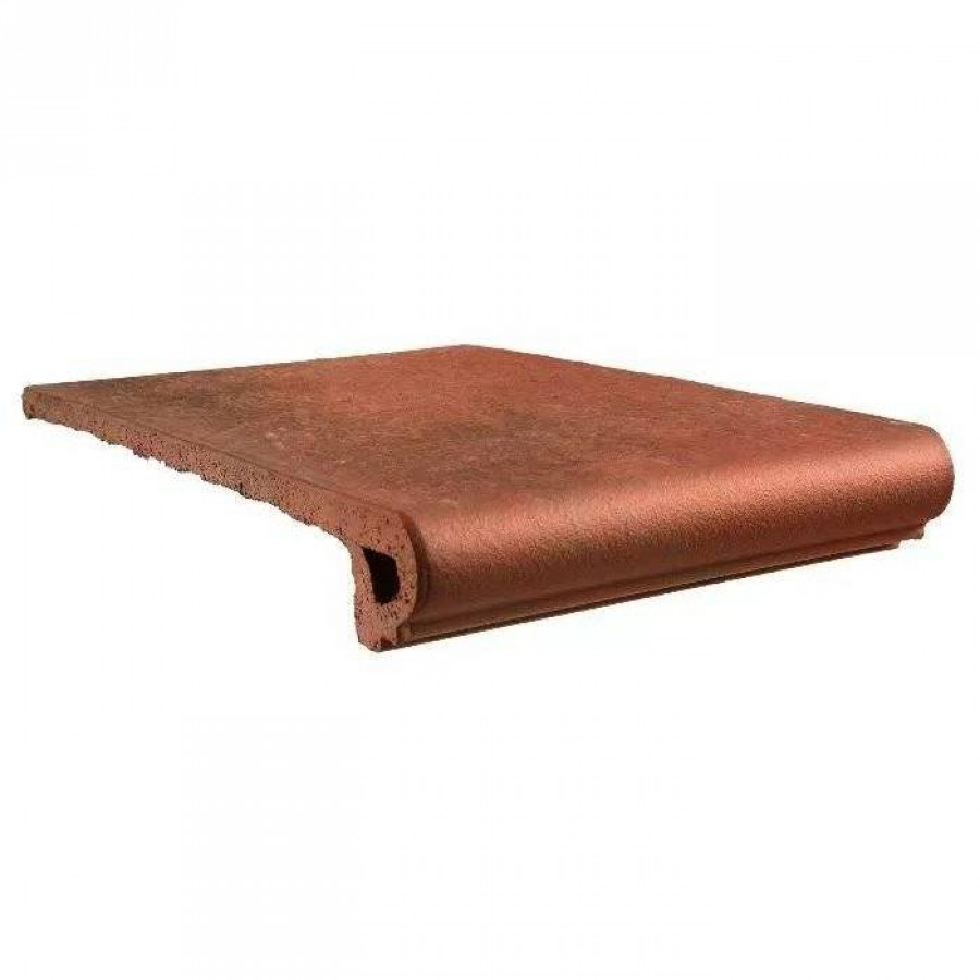 Ступень клинкерная плитка 33x33 18мм Antic 902905 Marron Peldano Redondo матовая коричневый Gres de Aragon