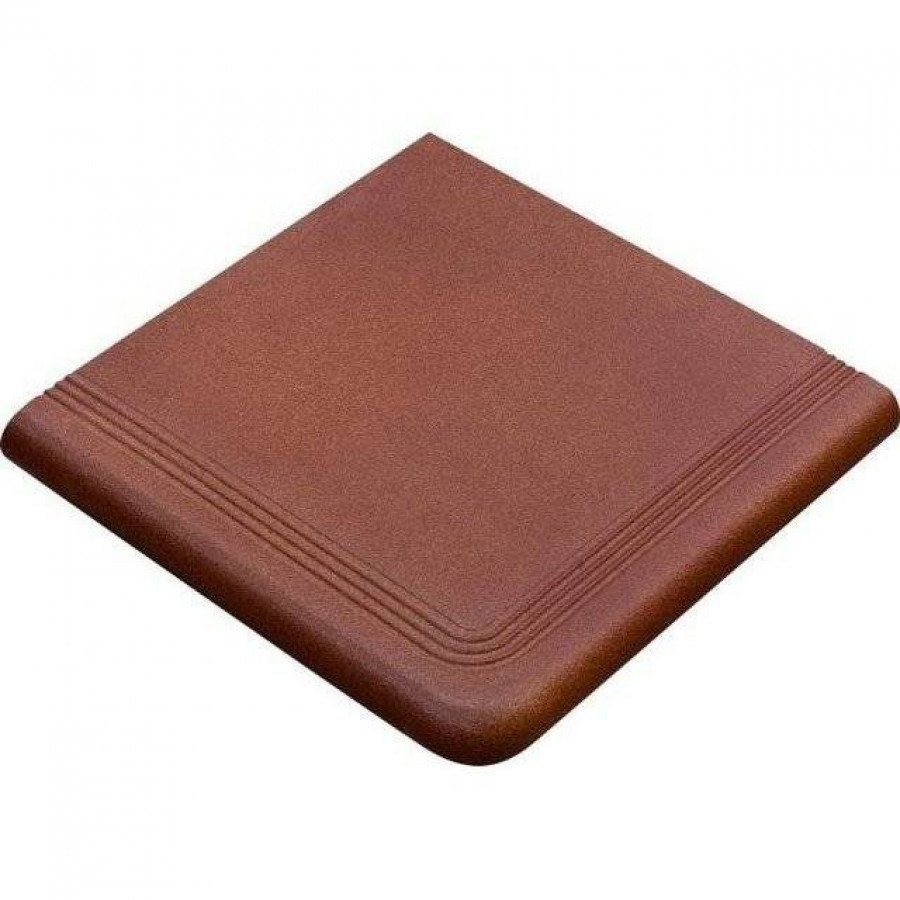 Ступень клинкерная плитка 33x33 5мм Rodamanto Esquina Florentina Угловая Anti-Slip матовая коричневый Gresmanc