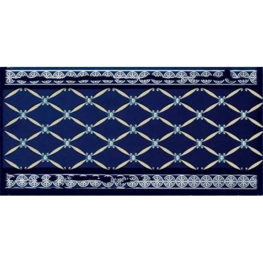 Бордюр 20x10 8мм Noblesse S001231 Cenefa Delis Cobalto Silver глянцевая синий Ape Ceramica