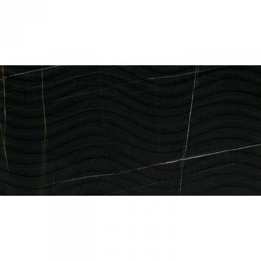 Керамогранит 120x60 9.5мм Marble Experience MB04BAO Sahara Noir Sq. Onda лаппатированная черный Italgraniti