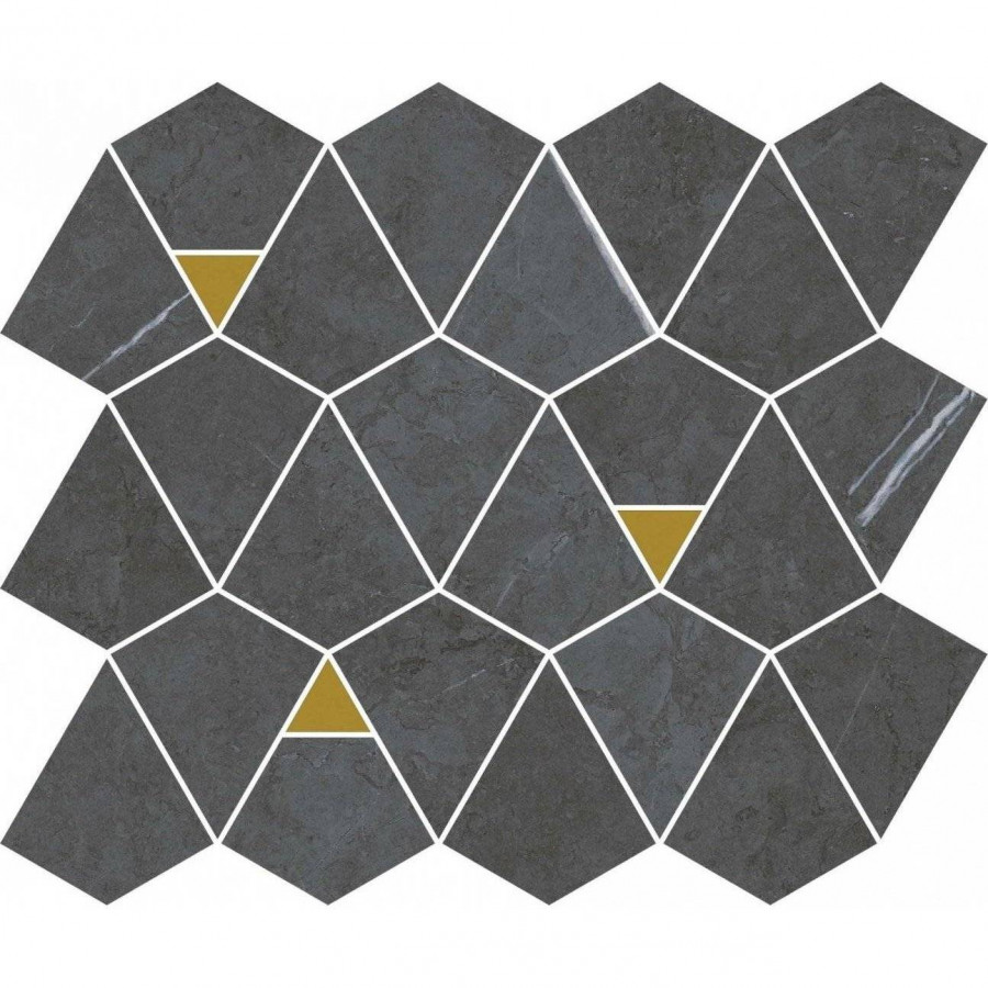 Мозаика 30x26 6мм Метрополис 600110000945 Империал Вертекс матовая черный Italon