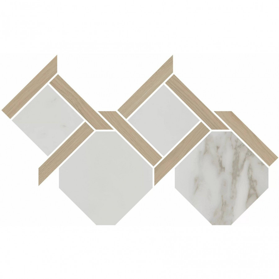 Декор 48x30 9мм Монте Тиберио ID168 Наборный Матовый матовая белый Kerama Marazzi