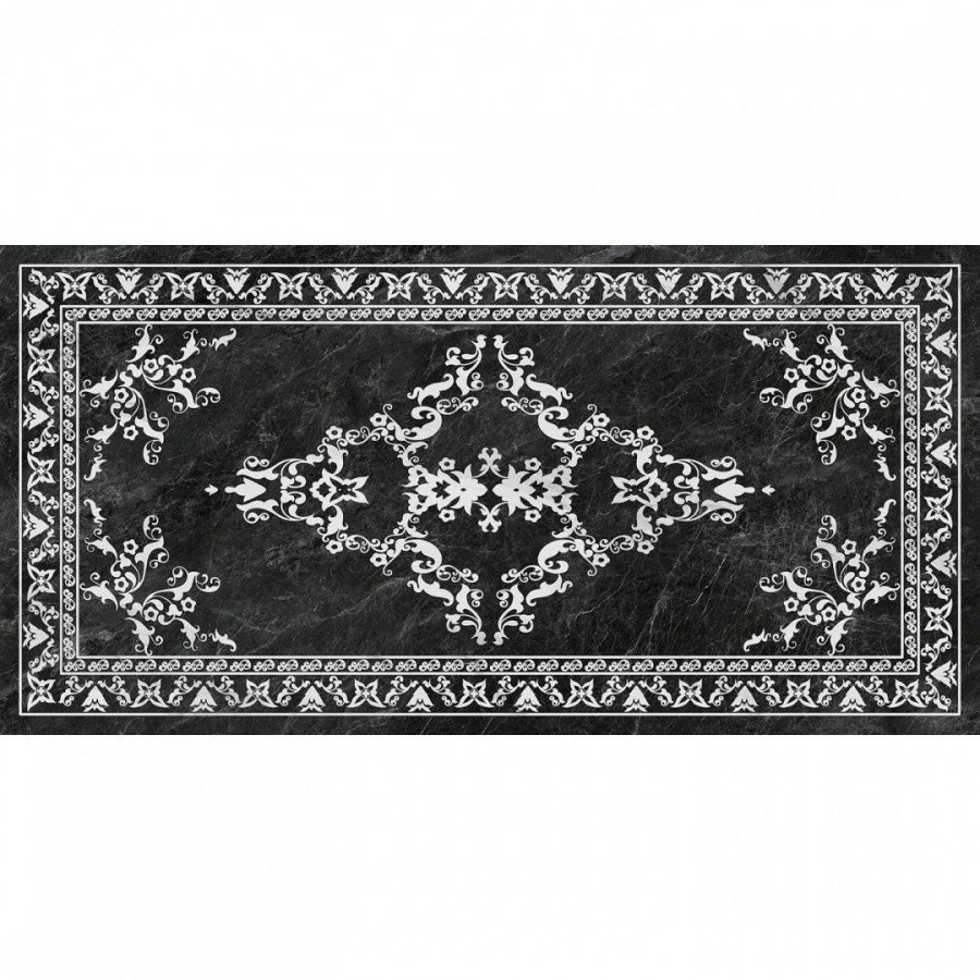 Керамогранит 238x120 11мм Риальто SG592702R Серый тёмный декорированный лапп. лаппатированная черный Kerama Marazzi