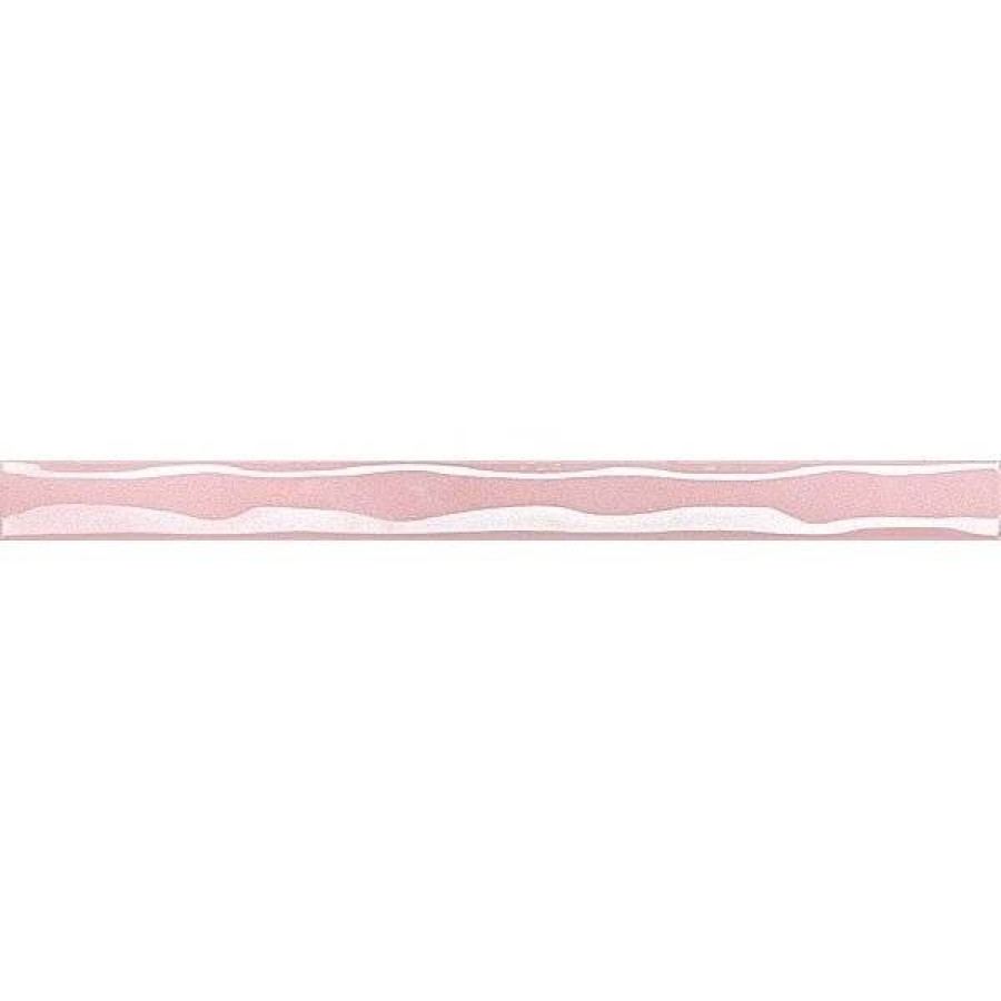 Бордюр 25x2 9мм Кашида 106 Волна Розовый Перламутр Керамический глянцевая розовый Kerama Marazzi