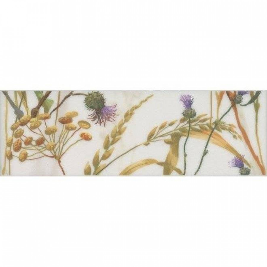 Бордюр 25x8 9мм Астория SST/A04/12105R Птицы Белый Обрезной глянцевая белый Kerama Marazzi