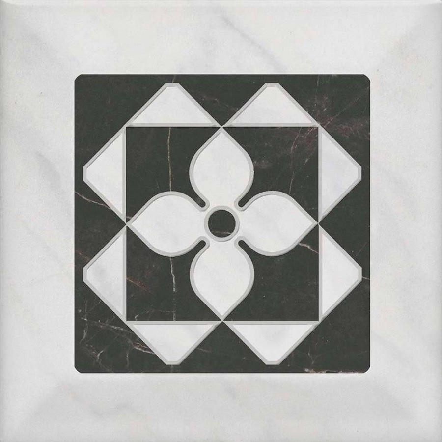 Декор 10x10 6.9мм Келуш TOC006 3 Грань Черно-Белый глянцевая белый Kerama Marazzi