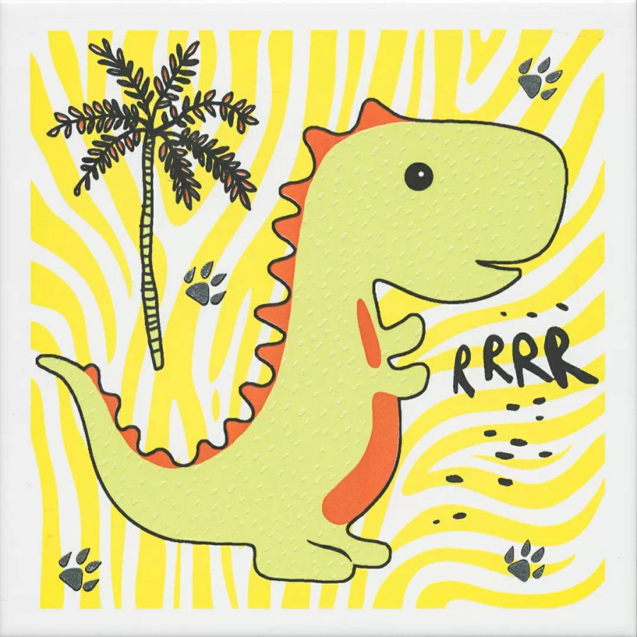 Декор 20x20 6.9мм Динозаврики OP/A226/5009 1 Матовый сатинированная зеленый Kerama Marazzi