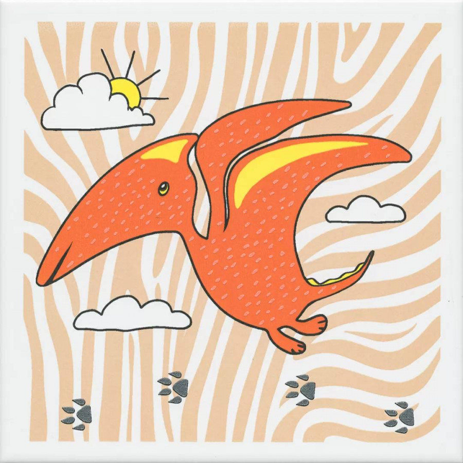 Декор 20x20 6.9мм Динозаврики OP/A229/5009 4 Матовый сатинированная оранжевый Kerama Marazzi