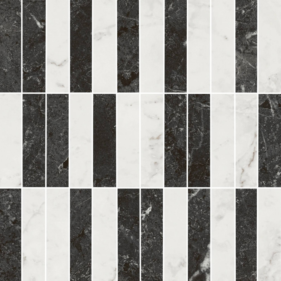 Декор 30x30 9мм Тубкаль KMD2MSA003BR Мозаичный Микс Черный Белый Глянцевый Обрезной глянцевая черный Kerama Marazzi