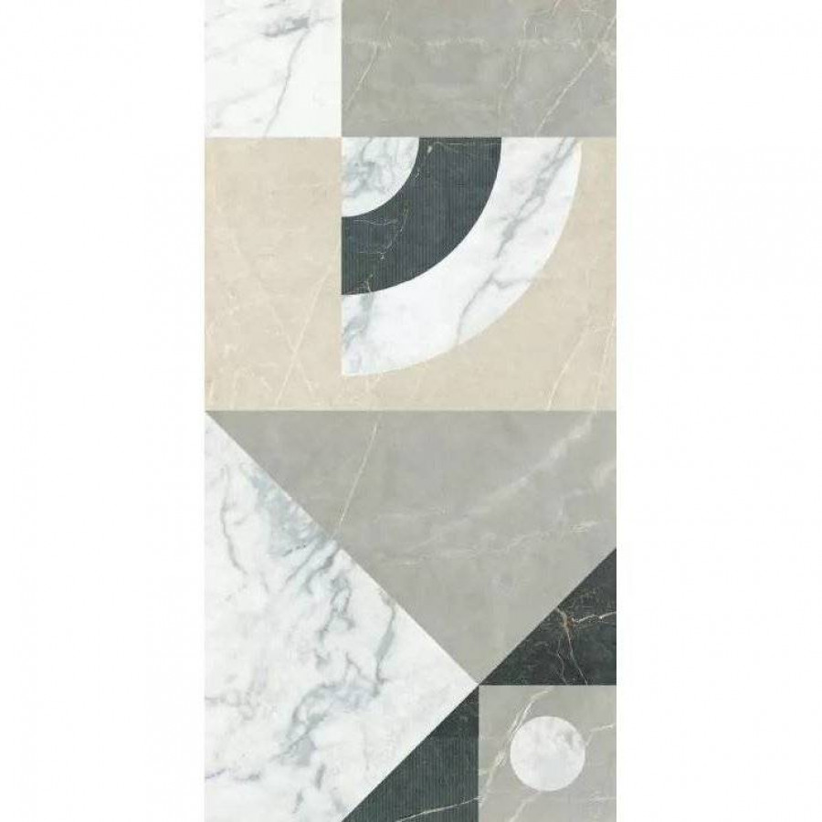 Керамогранит 120x60 9мм Velvet Marble 12MBV08D Decoro Frame Line Reactive 3D Rett матовая серый La Fenice