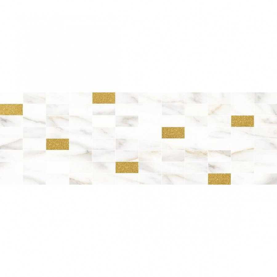 Декор 60x20 9мм Арагон MM60157 Мозаичный Белый Золото глянцевая белый Laparet
