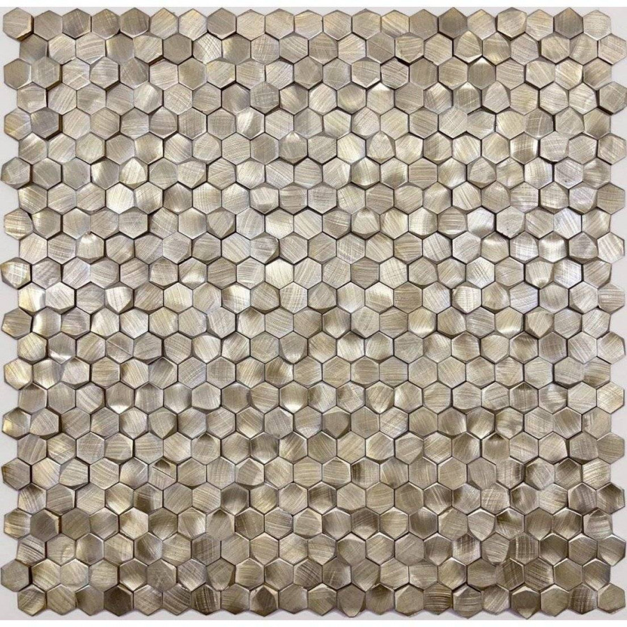 Мозаика 31x30 6мм Alchimia Aluminium 3D Hexagon Gold (1.4x0.8) глянцевая золотой LeeDo