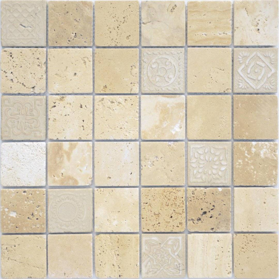 Мозаика 30x30 8мм Art Stone Travertino Beige Mat (4.8x4.8) матовая бежевый LeeDo