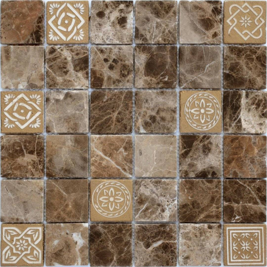 Мозаика 30x30 8мм Art Stone Emperador Dark Mat (4.8x4.8) матовая коричневый LeeDo