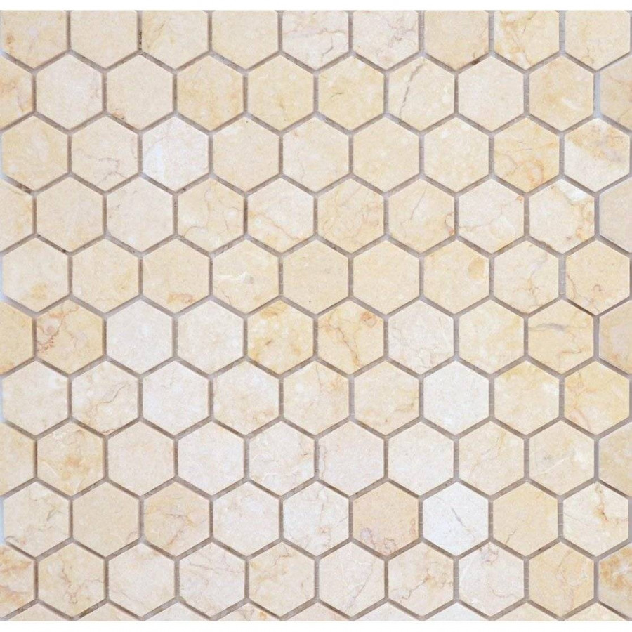 Мозаика 31x29 6мм Pietrine Hexagonal Botticino Mat Hex (1.8x3) матовая бежевый LeeDo