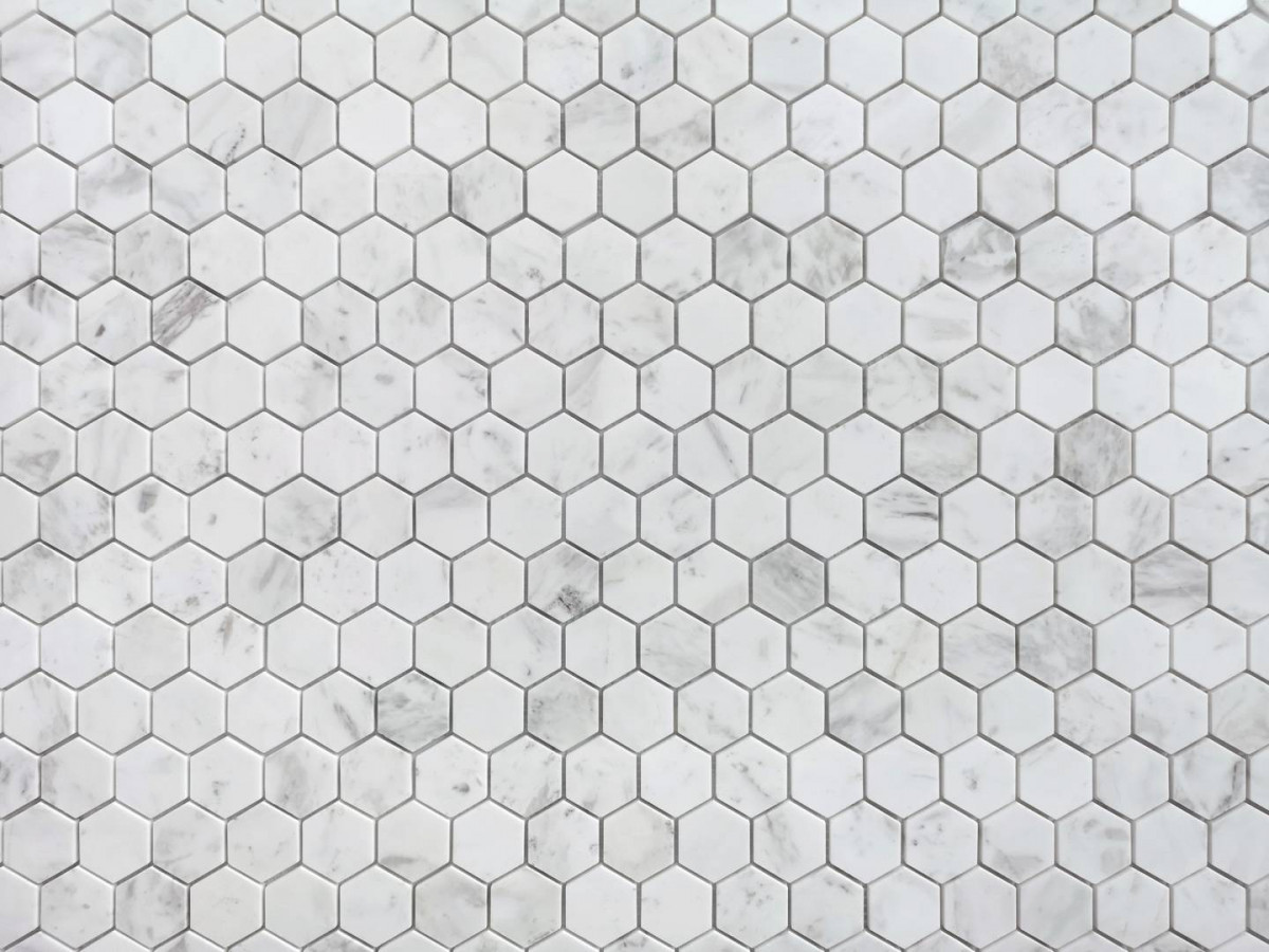 Мозаика 29x29 7мм Pietrine Hexagonal Dolomiti Bianco Pol hex (2.3x4) глянцевая белый LeeDo