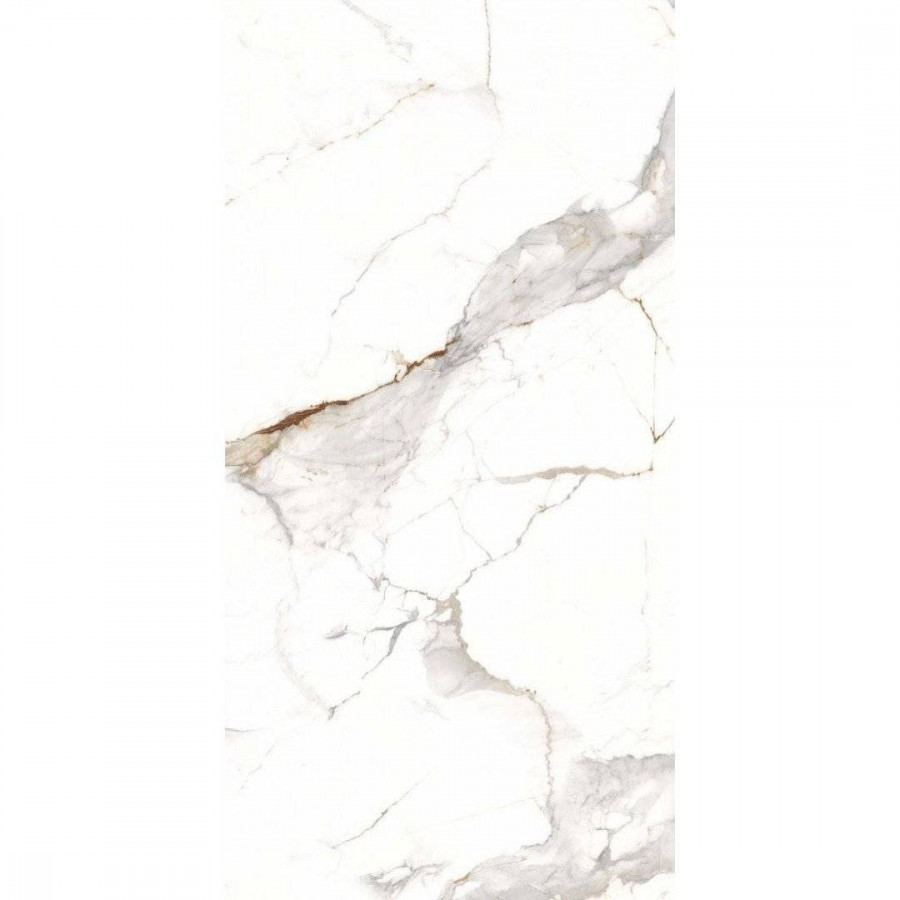 Керамогранит 120x60 9мм Glossy Statuario Cafe Gold полированная белый Maimoon