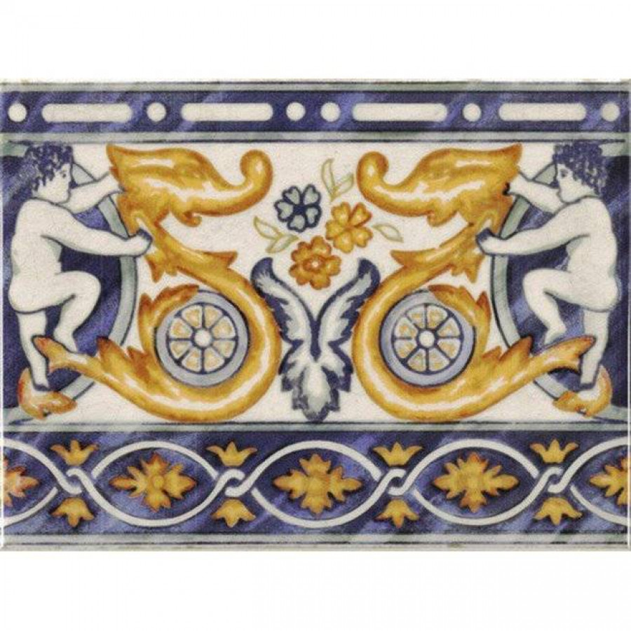 Бордюр 20x15 9мм Milano PT02742 Cenefa Aranjuez глянцевая синий Mainzu