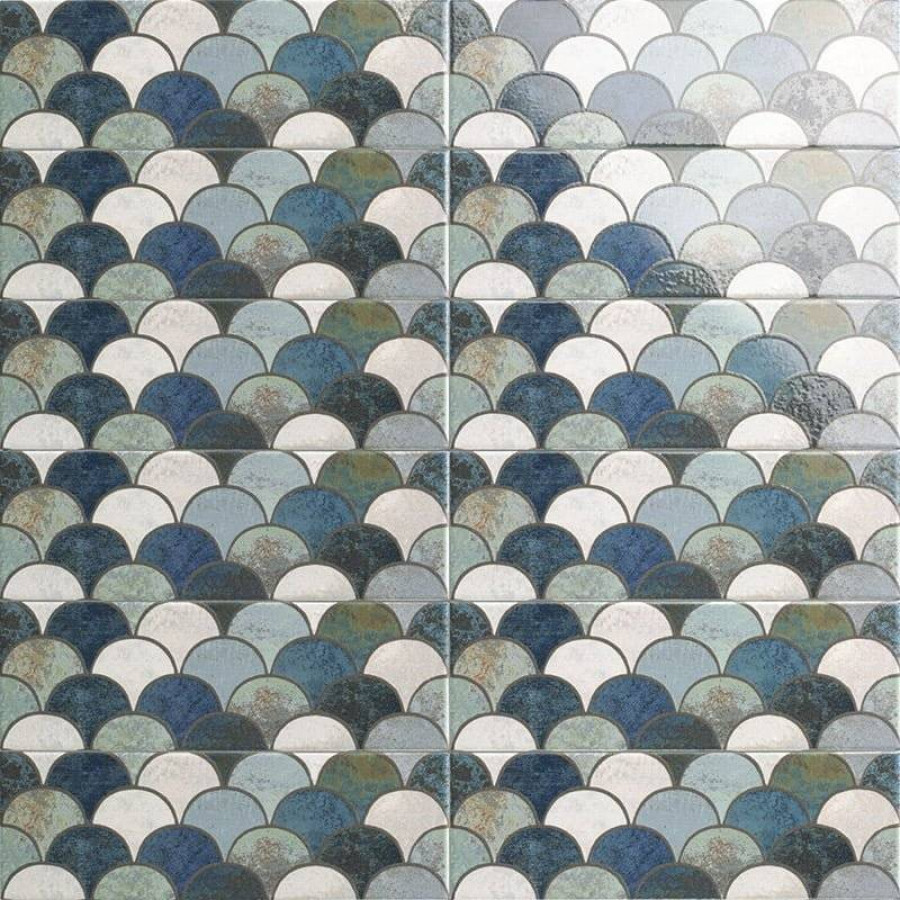 Декор 30x10 8мм Bellagio Rev. Escama Blu глянцевая синий Mainzu