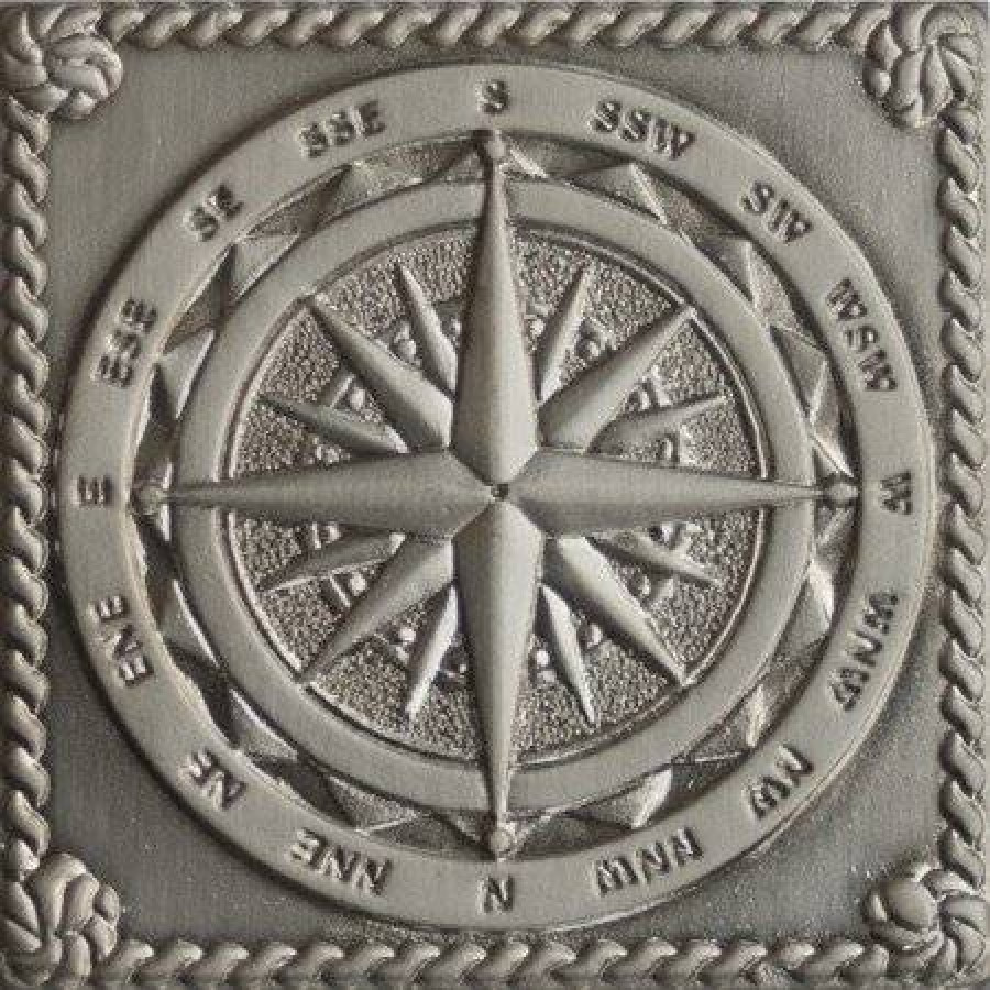 Вставка 5x5 Декоративные вставки MNL000010 Windrose Satined silver сатинированная сатинированная серебряный Moneli