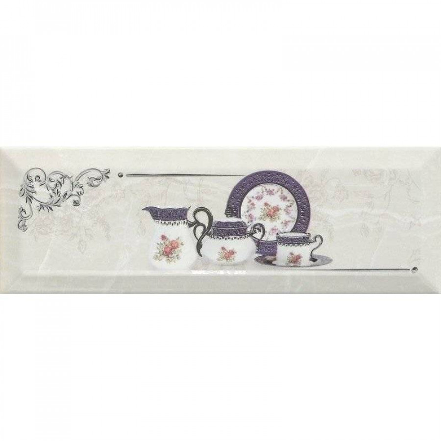 Декор 30x10 9мм Petra Pranzo Silver C глянцевая серый Monopole