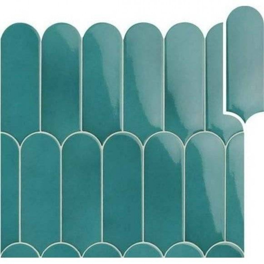 Керамическая плитка 20x7 10мм Fan Mix Turchese глянцевая бирюзовый Natucer