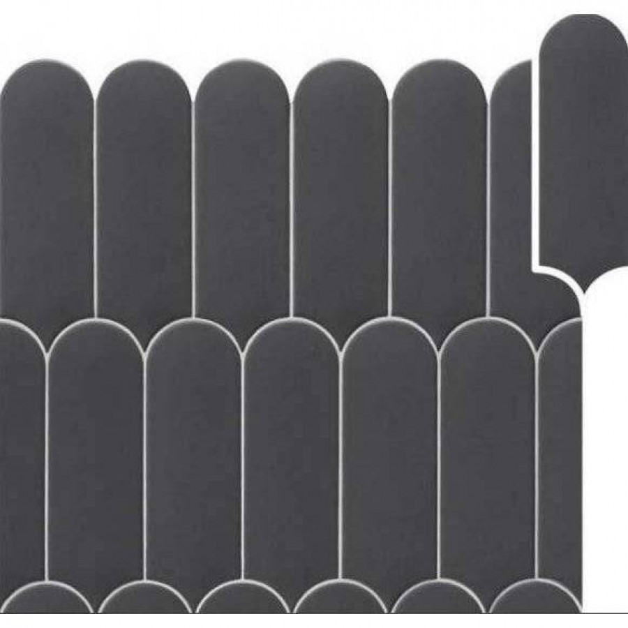 Керамическая плитка 20x7 10мм Fan Dark Matt матовая черный Natucer