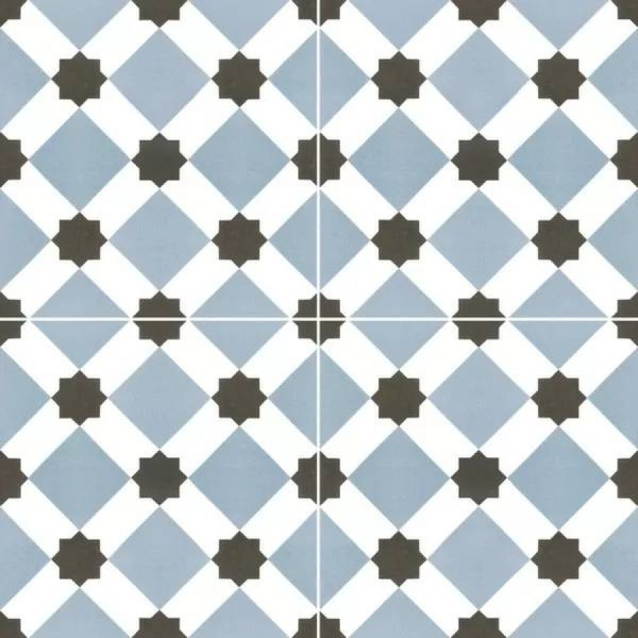 Керамогранит 45x45 9мм Chic NKR_CH_HO_BLU_DP Howard Blue Pre-Cut Satin сатинированная голубой Niceker