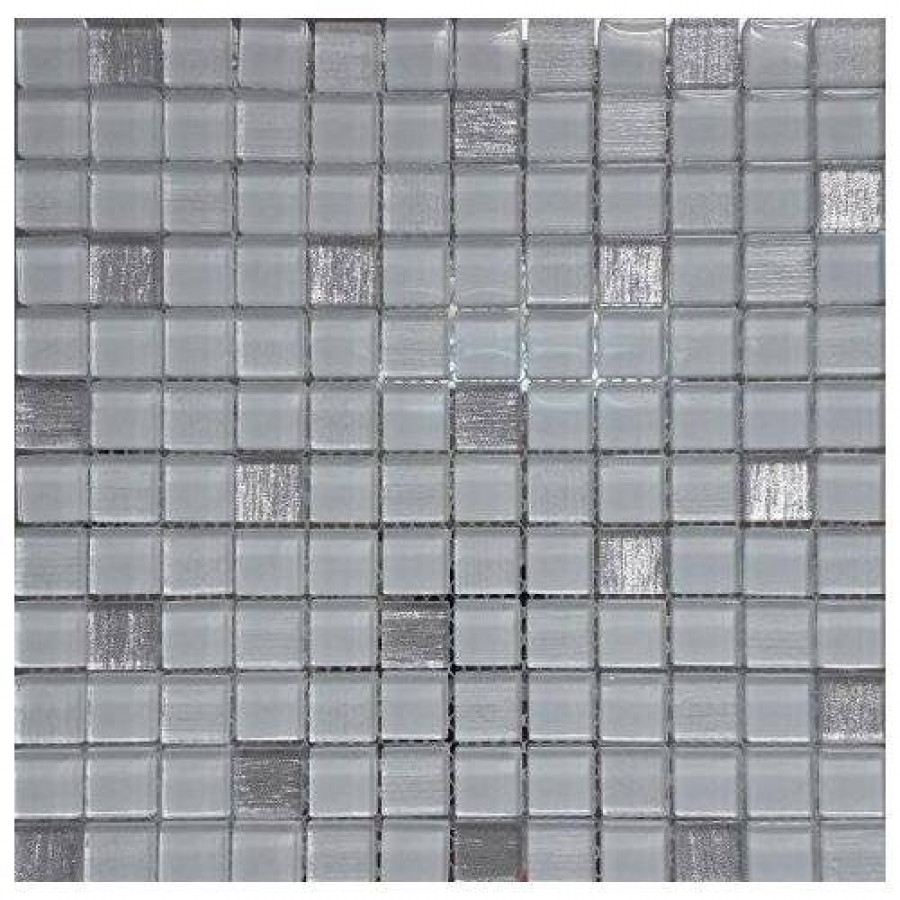 Мозаика 30x30 10мм Glass Vesta White глянцевая серый Orro Mosaic