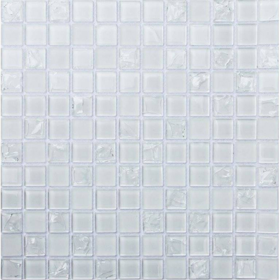 Мозаика 30x30 10мм Glass White Crush глянцевая белый Orro Mosaic