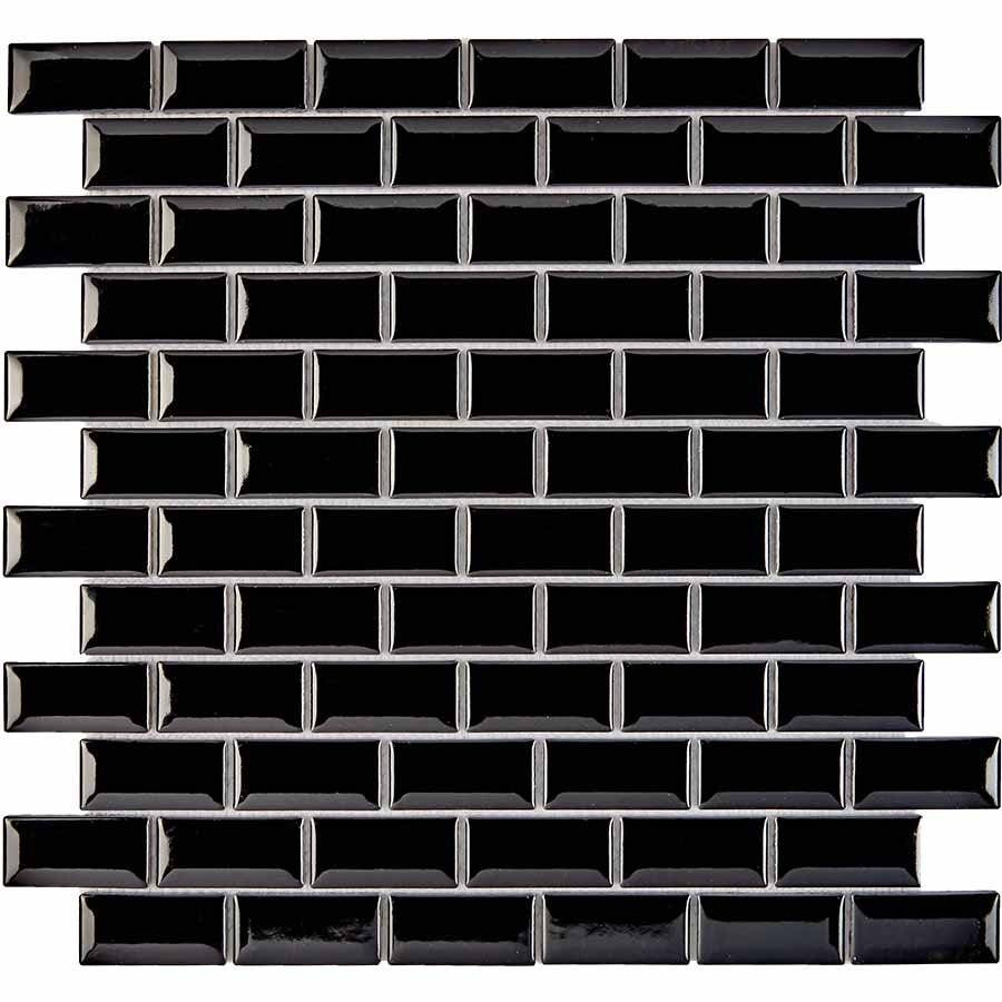 Мозаика 30x30 7мм Керамическая мозаика PIX601 (2.3x4.8) глянцевая черный Pixel Mosaic