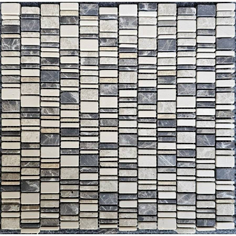 Мозаика 31x31 6мм Мрамор PIX319 Cream Nova Dark Emperador Light Emperador Матовая матовая белый Pixel Mosaic