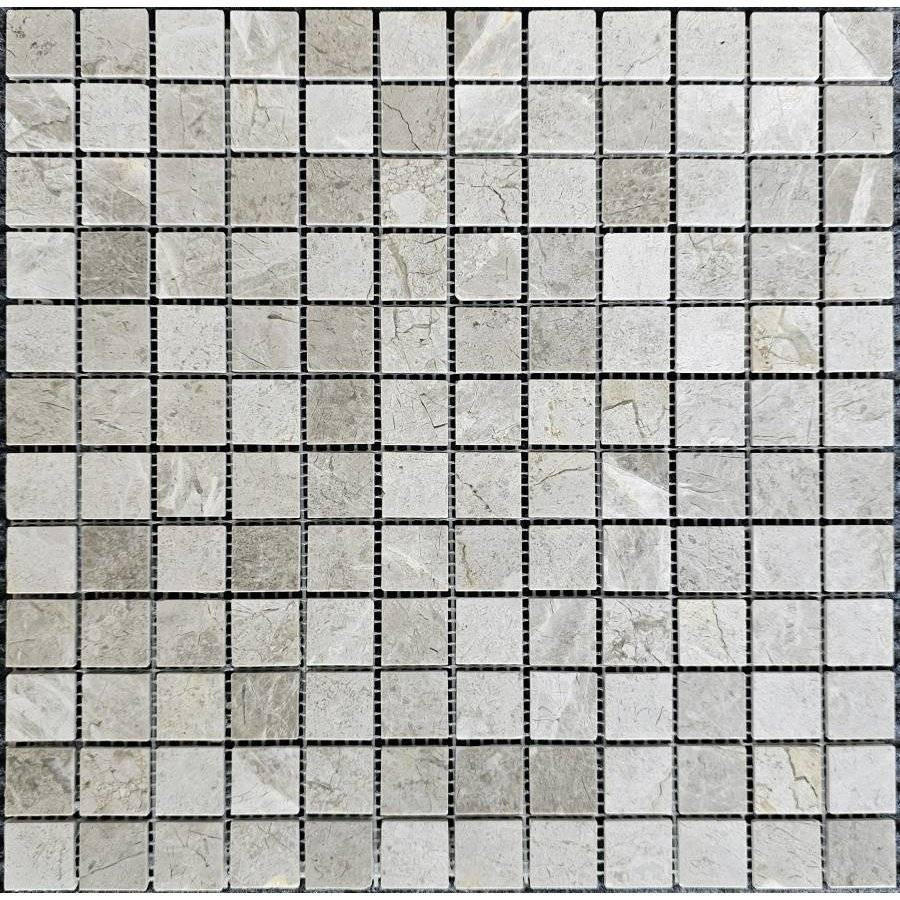 Мозаика 31x31 4мм Мрамор PIX330 Tundra Grey Полированная (2.3x2.3) полированная серый Pixel Mosaic