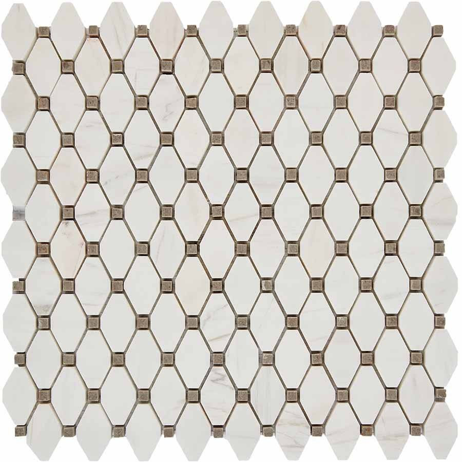 Мозаика 34x31 7мм Мрамор PIX284 (3.9x2.4) полированная белый Pixel Mosaic