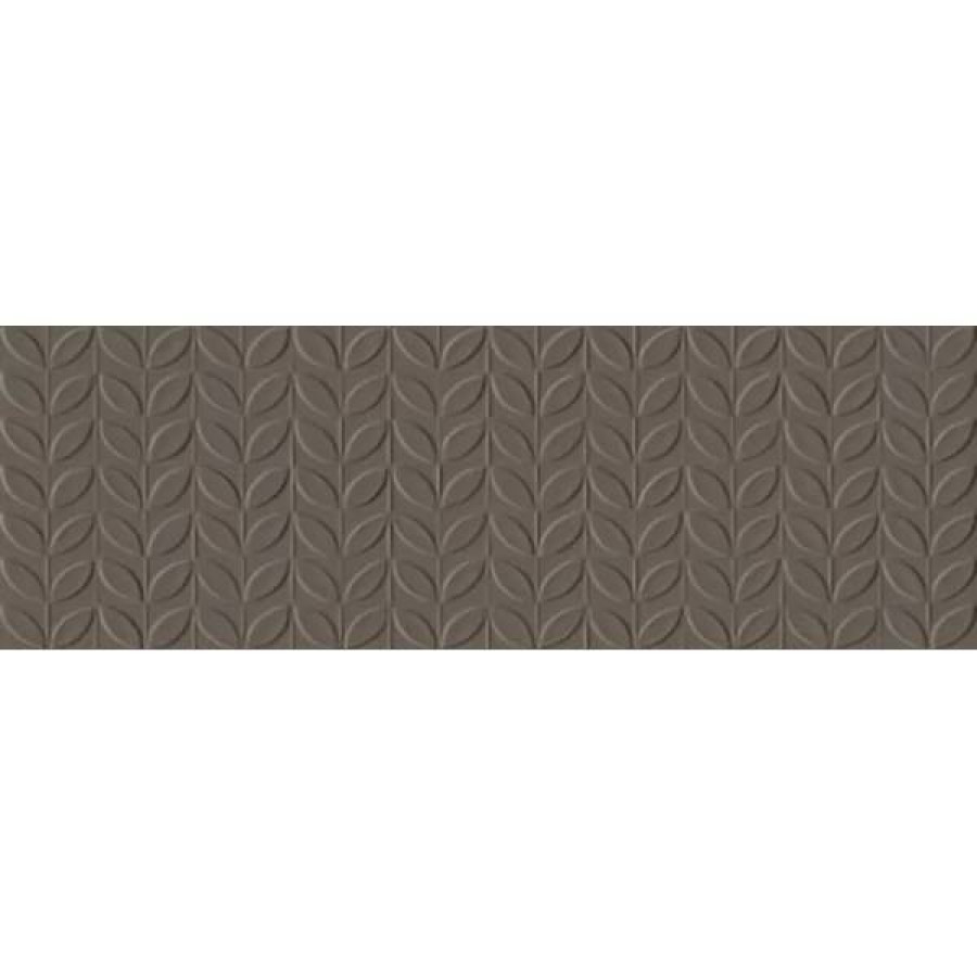 Керамическая плитка 90x30 10мм Vida RA6Q Struttura Foglia 3D Fango Rett матовая черный Ragno