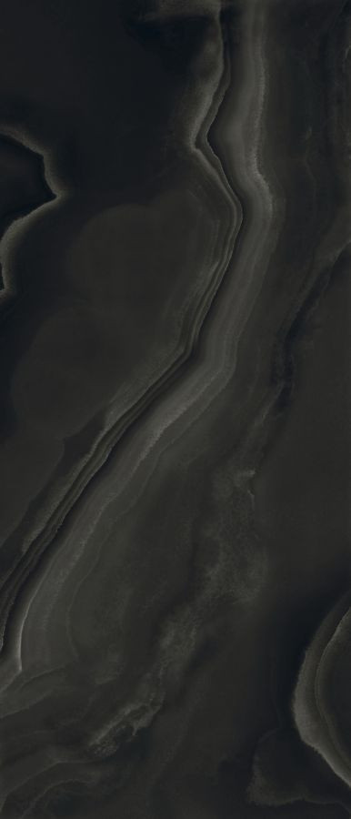 Плитка Плитка 280x120 6мм Eccentric Luxe Smoky Bl Glossy 120X280R 778820 глянцевая черный оникс, мрамор Rex Ceramiche Rex Ceramiche