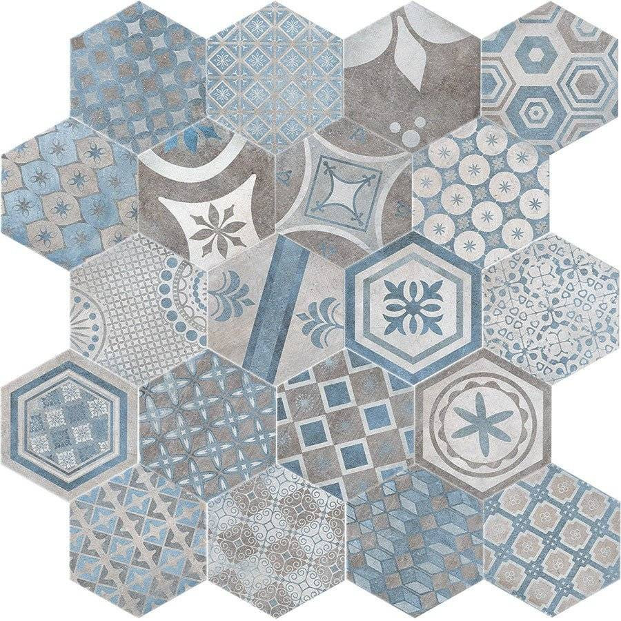 Декор 28x24 9мм New Orleans 1047169 Esagona French Quarter Bourbon Street матовая голубой Serenissima Cir