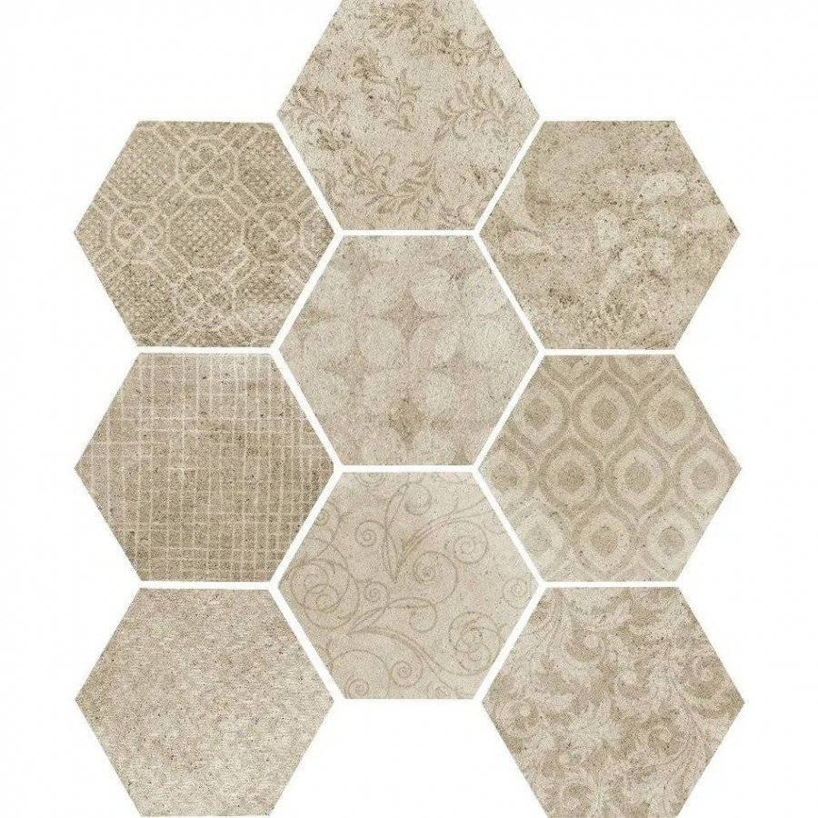 Керамогранит 28x24 10.5мм Riabita il Cotto 10472513 Esagona Fabric Natural матовая бежевый Serenissima Cir