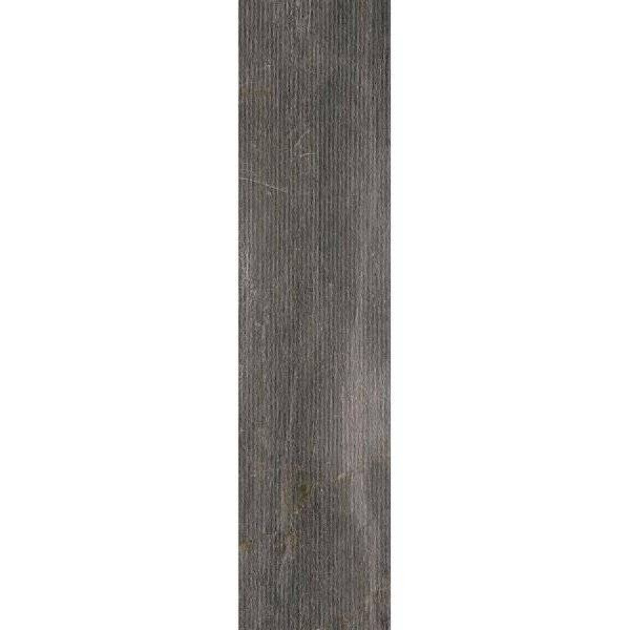 Керамогранит 120x30 10мм Fossil 1067946 Lines Piombo Ret матовая черный Serenissima Cir