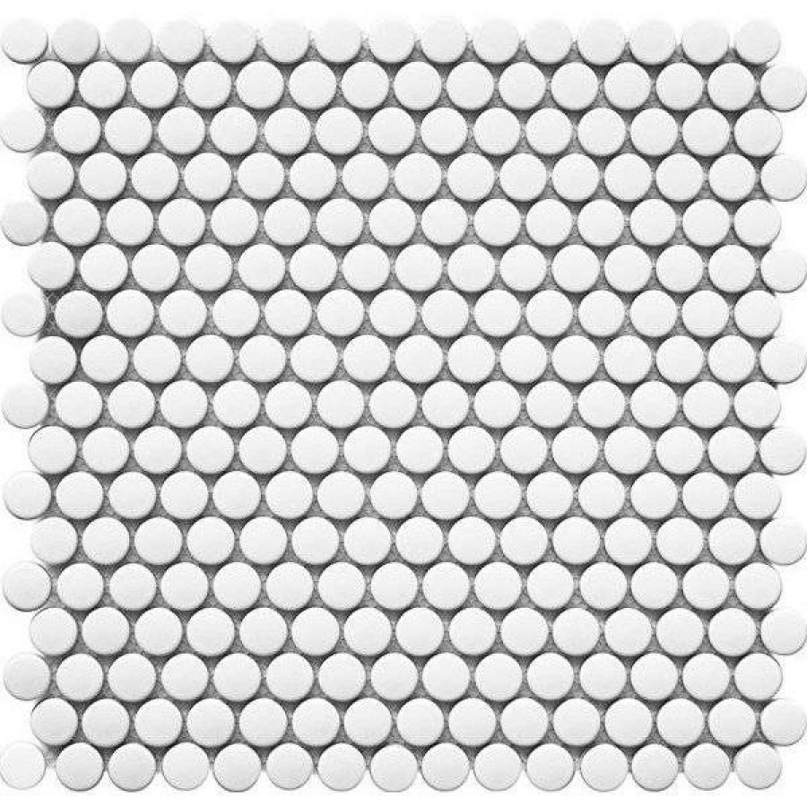 Мозаика 32x31 6.5мм Penny Round Nk41000 White Matt матовая белый Starmosaic