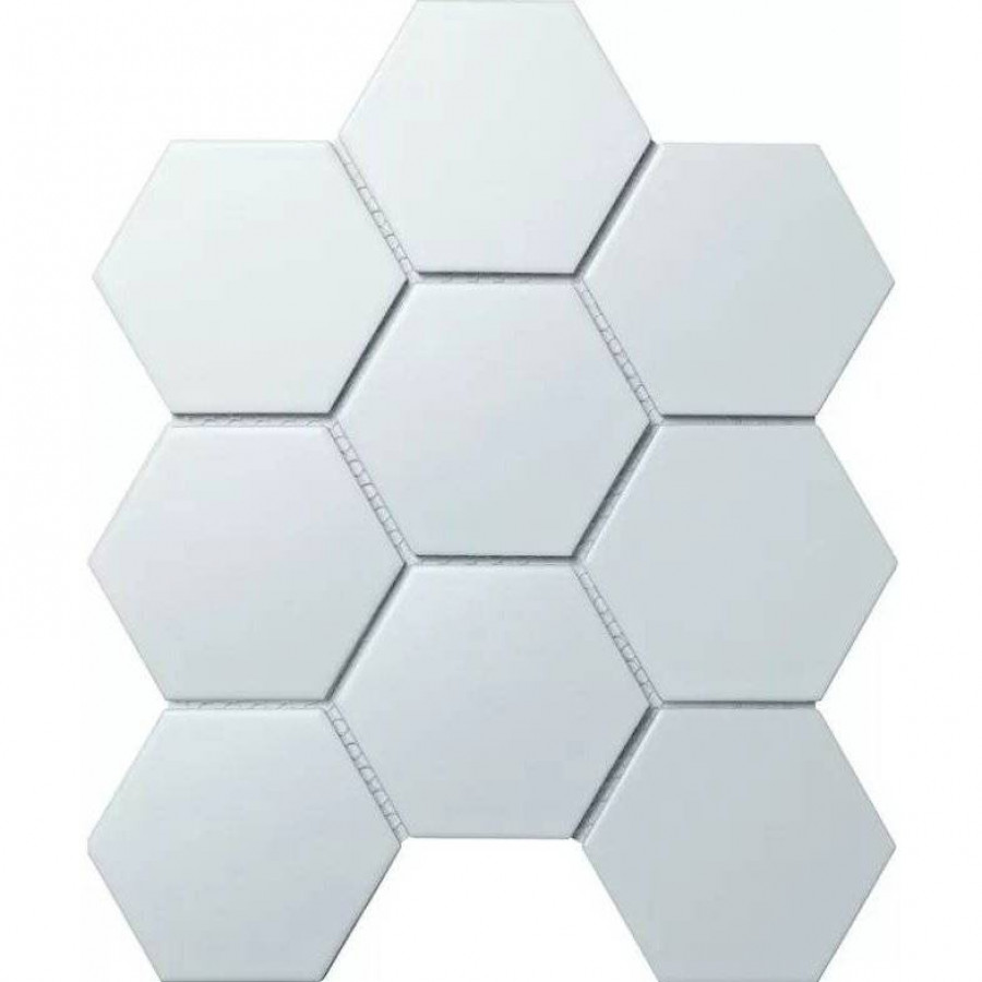 Мозаика 30x26 6мм Hex+Octagon+Triangolo SBH1005 Hexagon Big White Matt матовая белый Starmosaic