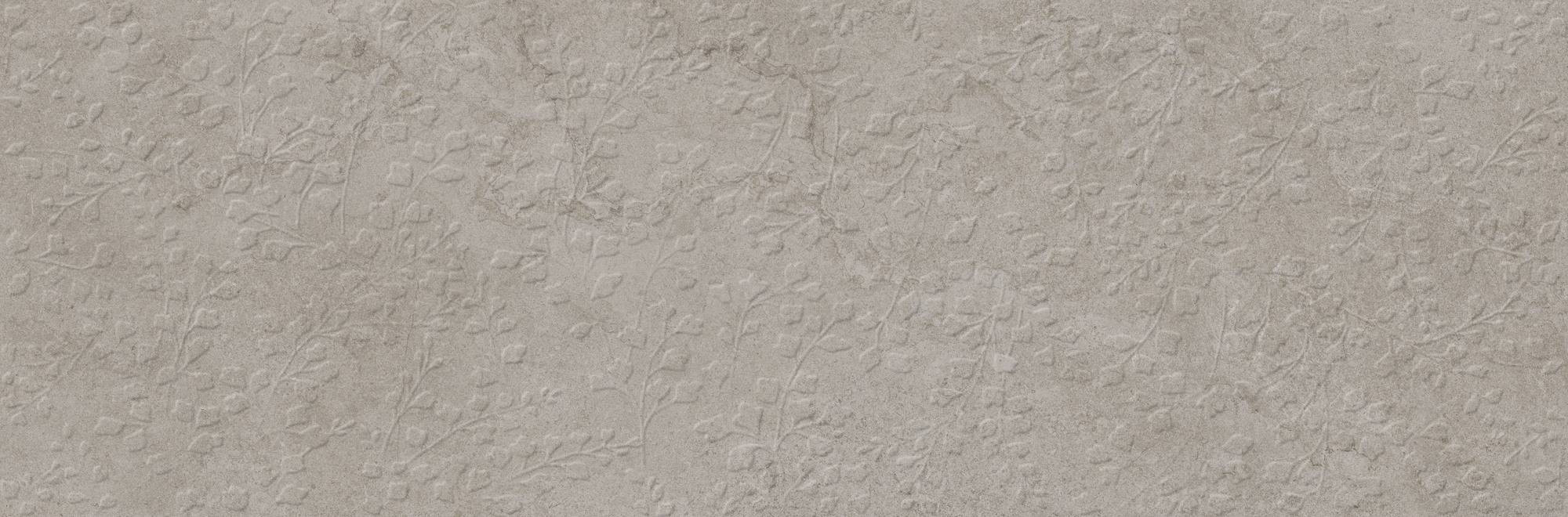 Керамическая плитка 100x33 7мм Portwall 031.627.0408.15504 Rlv. Bloom Greige Mate Rect матовая серый TAU Ceramica