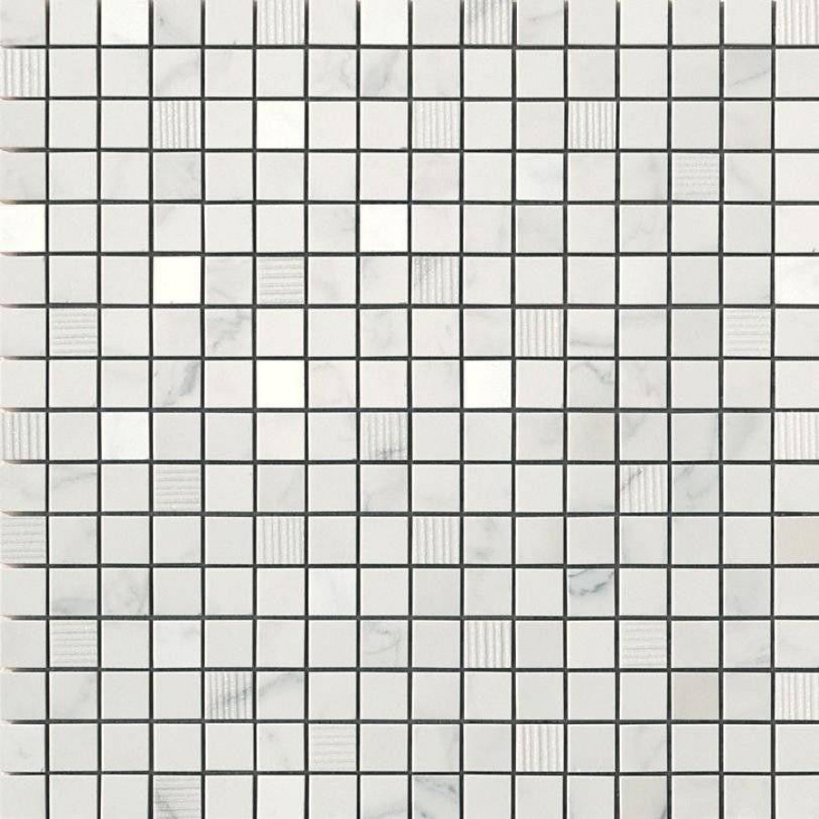 Мозаика 31x31 8.5мм Marvel ASCM Calacatta Extra Mosaic (1.7x1.7) глянцевая белый Atlas Concorde